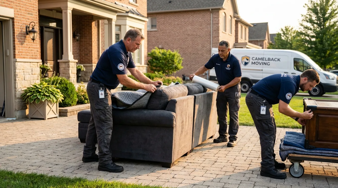 Large estate moving crew wrapping furniture in Portage, PA
