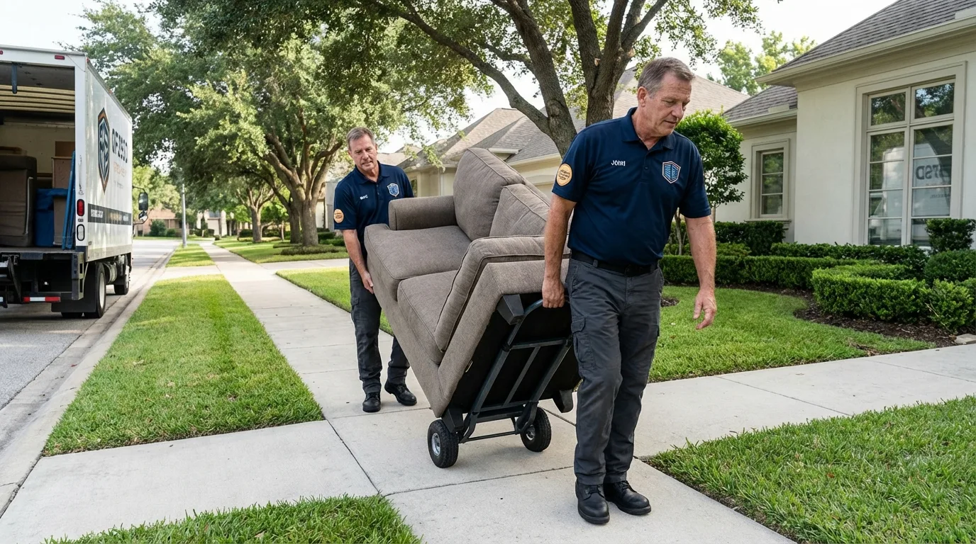 Local residential moving crew loading furniture in Portage, PA